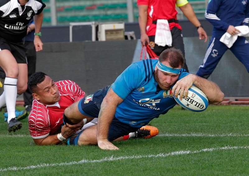 Credit Agricole Cariparma Test Match 2016, Padova, Stadio Euganeo, 26-11-2016, Italia v Tonga. La meta di Lorenzo cittadini. Foto: Roberto Bregani / Fotosportit