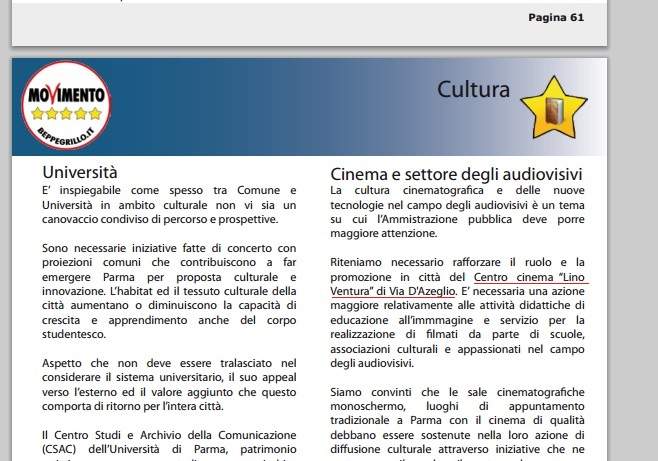 Centro Cinema - Le promesse 5stelle